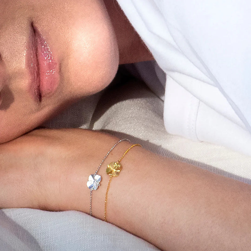 Firkløver armbånd forgyldt, justerbar længde
