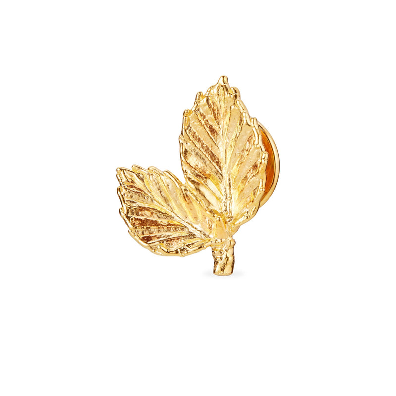 Bøgeblad pin 18 karat guld