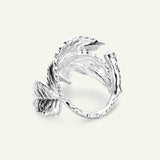 Rosenblad statement ring med diamant, sølv