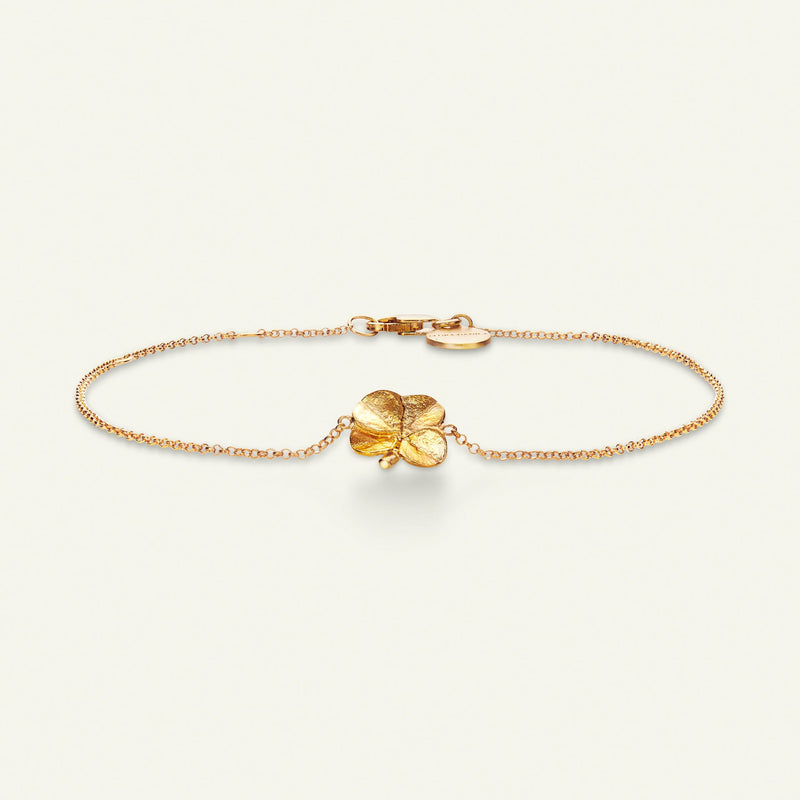 Firkløver armbånd forgyldt, justerbar længde