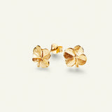 Firkløver medium ørestikkere 18 karat guld