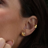 Firkløver ear cuff pavé forgyldt